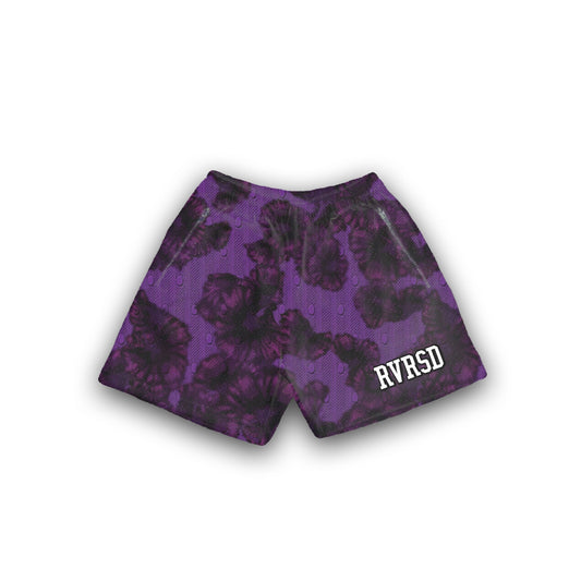 Mesh Purple Flowers Shorts